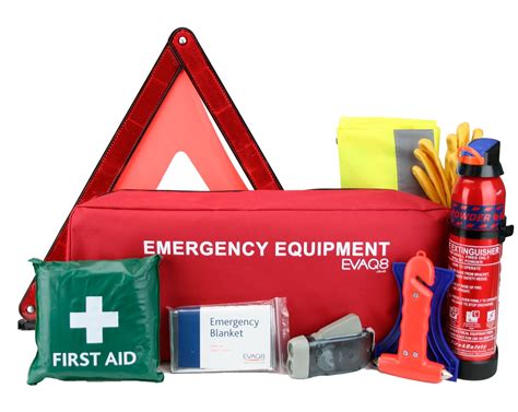evaq advanced car safety kit  warning triangle  aid safety vest