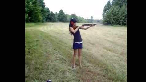 Fail Hot French Shotgun Girl Learns To Shoot A Shotgun Youtube