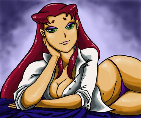starfire in a button down shirt by chocolateoverlander on