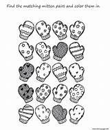Coloring Winter Pages Printable Preschool Mitten Scarf Kids Kindergarten Mittens Clipart Clothes Color Preschoolers Print Library Adults Popular Printablee sketch template
