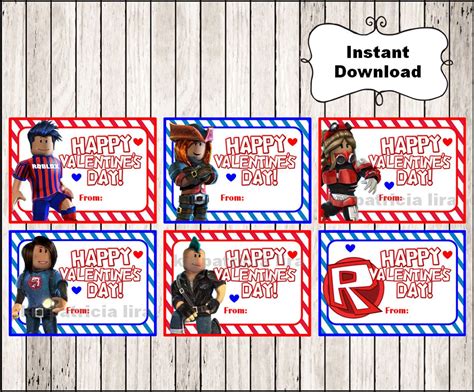 roblox valentines day cards instant  printable roblox