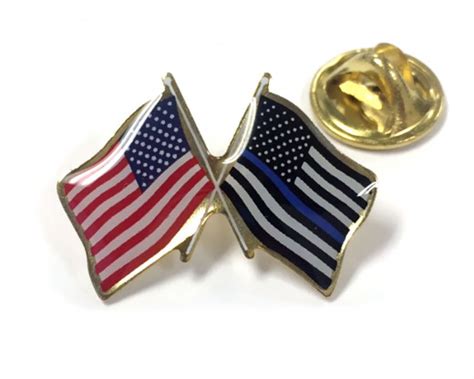 thin blue line and american flag crossed lapel pin