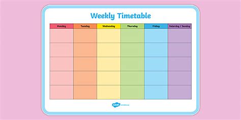 weekly timetable template  children set twinkl