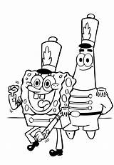 Spongebob Coloring Pages Patrick Band Marching Birthday Happy Drawing Sketch Bob Color Clipart Sponge Printable Cartoon Clipartmag Kids Print Simple sketch template