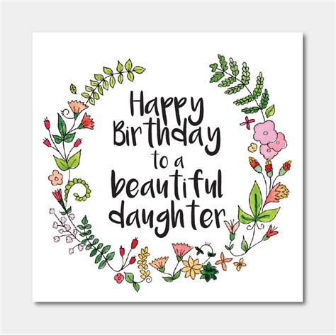floral happy birthday   beautiful daughter card  ivorymint