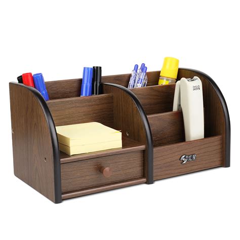 wooden desk organizer sorter drawers tabletop shelf rack shelf