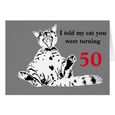 Cool Funny Cat 50th Birthday Card Zazzle