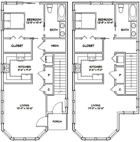 duplex  bedroom  bath  sq ft  floor etsy duplex floor plans cottage floor
