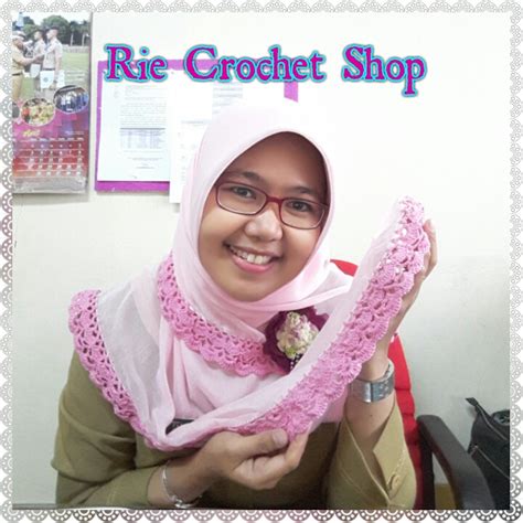 rie crochet shop aplikasi crochet lace  pinggiran kerudung