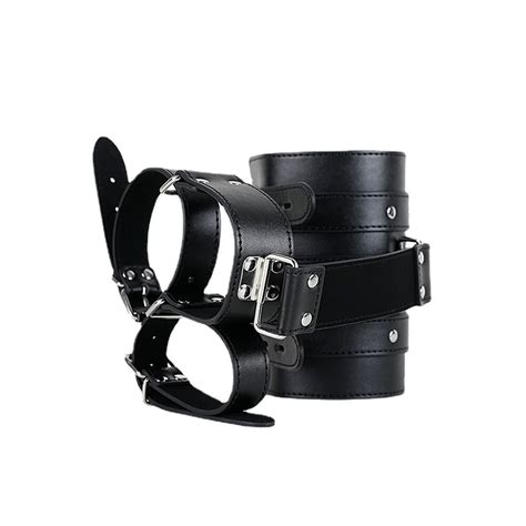 sm pu leather bondage wrist cuffs arm binder armbinder restraints