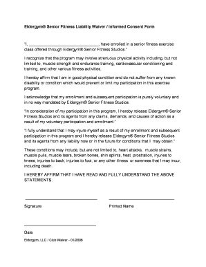 fitness waiver template  printable templates