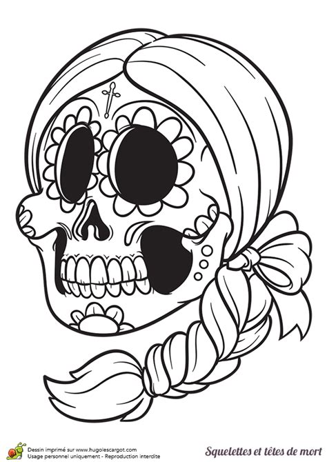 coloriage squelettes tetes de mort mexicaine en  coloriage