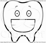 Tooth Cartoon Clipart Grinning Vector Outlined Coloring Cory Thoman Royalty sketch template