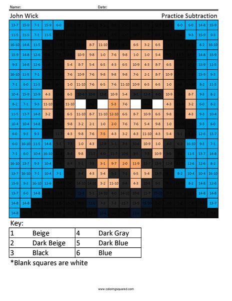 john wick subtraction coloring page coloring squared