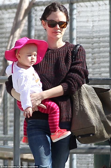 rachel bilson takes daughter briar to the park in dinky toy car then gives her a lift on play