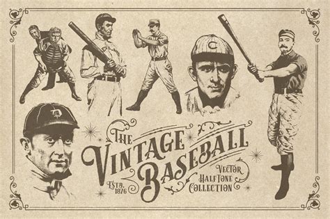 vintage baseball elements custom designed graphic objects