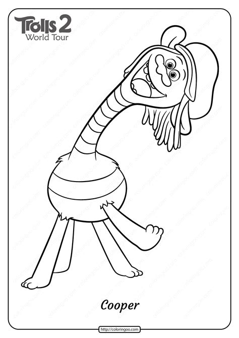 printable trolls  cooper  coloring page trolls coloring