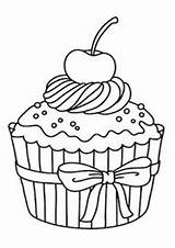 Cupcake Coloring Pages Cupcakes Kids Tulamama Cherry sketch template