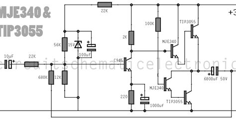 simple amplifier   mje  tip loublet schematic