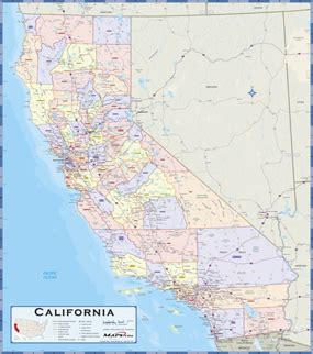 california counties wall map  mapscom