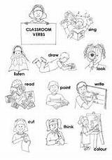 Commands Classroom Coloring Worksheets Worksheet Action Kindergarten Words Language Sketch School Template sketch template