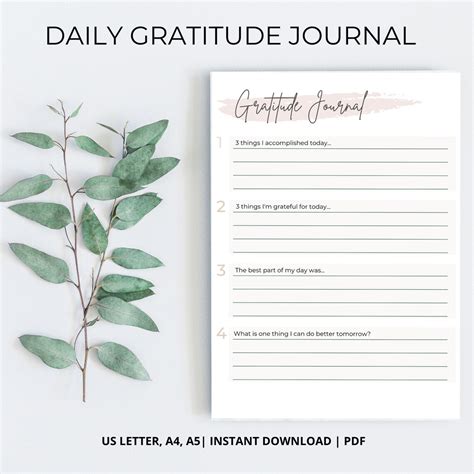 daily gratitude printable gratitude journal template daily etsy