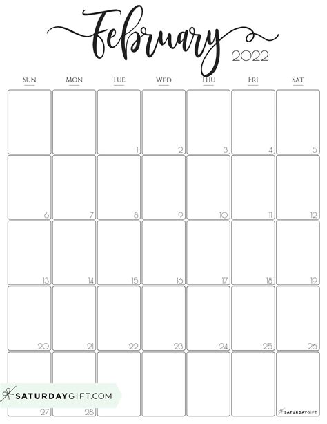 printable february calendar