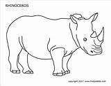 Rhino Printable Rhinoceros Coloring Templates Pages Firstpalette Rhinos Animal Activities Safari sketch template