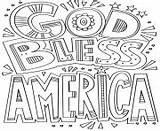 Coloring Pages Bless America July God Independence Printable 4th Doodle Info sketch template