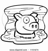 Mud Clipart Pig Cartoon Thoman Cory Vector Outlined Coloring Royalty 2021 Clipartof sketch template