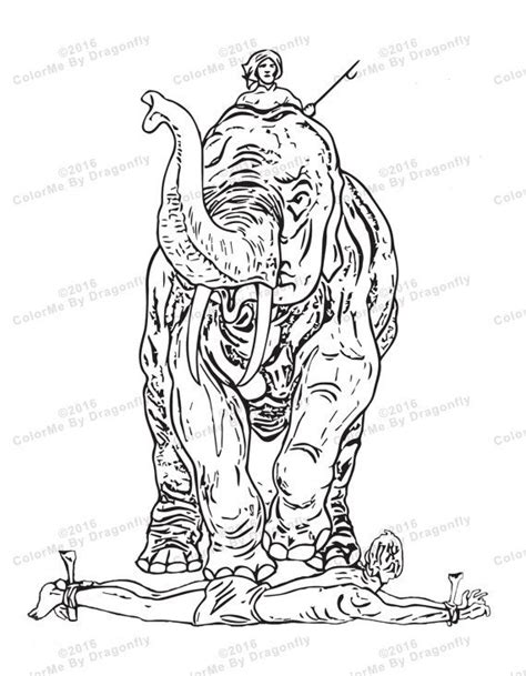 vintage indian elephant coloring page digital elephant color
