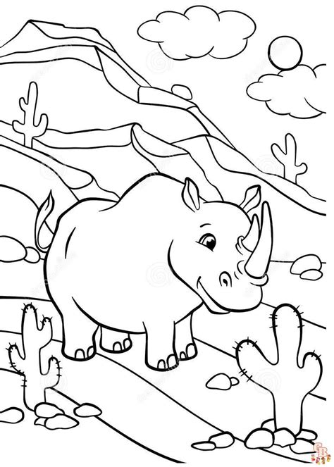 rhino coloring pages printable   easy  print  kids