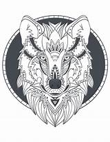 Loup Coloriage Imprimer Totem Coloriages Parfait Animaux Animal Artherapie Adulte Mandalas Gratuitement sketch template