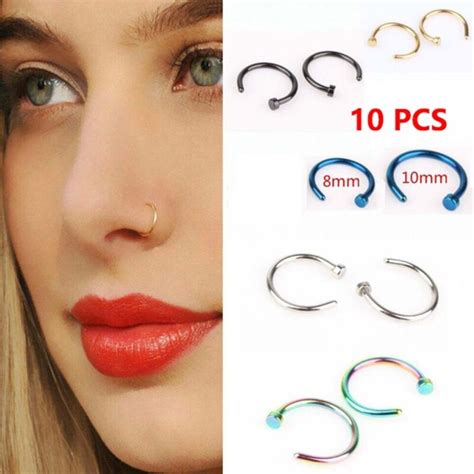 Nose Ring Surgical Steel Fake Nose Rings Hoop Lip Nose Rings Small Thin
