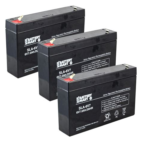 [3 Pack] 6 Volt 7 Ah Sealed Lead Acid Rechargeable Batteries Battery Mart