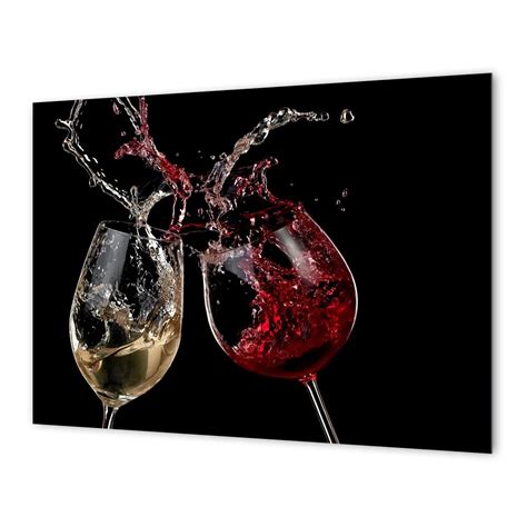Splashback With Glasses Of Wine On The Black Va Art Glass