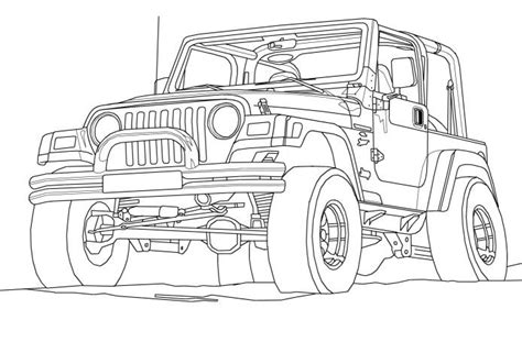 jeep wrangler coloring book page cartoon drawing art kids jeep
