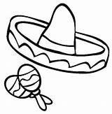 Sombrero Mexican Coloring Fiesta Maracas Hat Pages Printable Clipart Clip Drawing Cinco Kids Sombreros Mayo Color Cliparts Spanish Draw Colouring sketch template