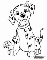 Coloring 101 Dalmatians Pages Disney Puppy Sitting Cute sketch template