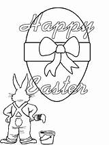 Easter Coloring Happy Pages Bunny Egg Colouring Kids Paint Color Eggs Children Sheets Cliparts Clip Clipart Hatching Sheet Card Religious sketch template