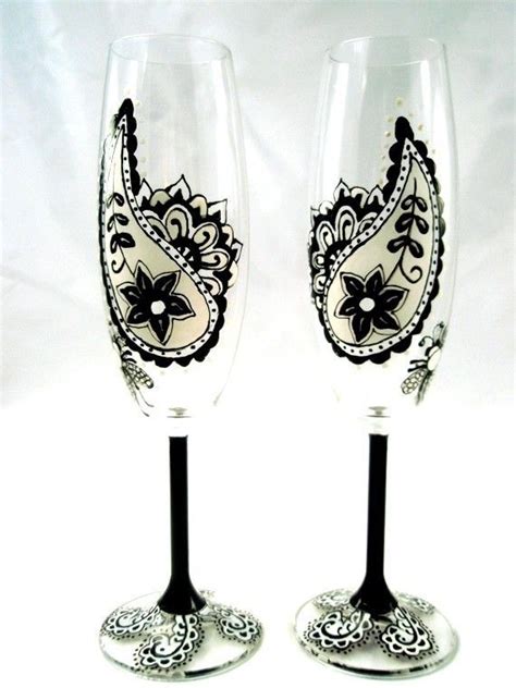 thinking about these for our toasting flutes black and white paisley