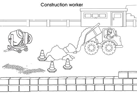 construction worker printables colouring pages