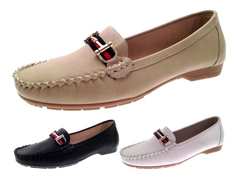 womens faux leather driving comfort shoes moccasins cushioned loafer
