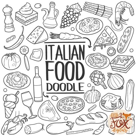 vector eps italian food restaurant concept art cartoon doodle etsy