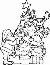 Coloring Tree Christmas Santa Kids Print sketch template