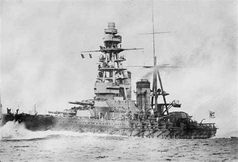 Nagato Class Japanese Battleship Mutsu Underway Shown Here Early In