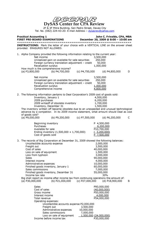 quiz   april  questions dysas center  cpa review   mitra building san pedro