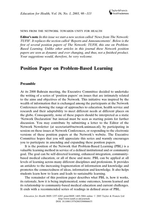position paper  problem based learning