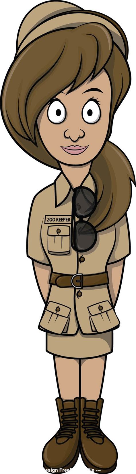 zookeeper woman cartoon illustration vector