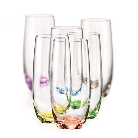 bohemia crystal highball glasses rainbow colored set of 6 each base